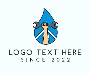 Hand Tools - Water Plumbing Drop logo design