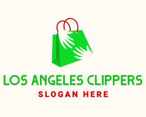 Green Shopping Bag Hands Logo