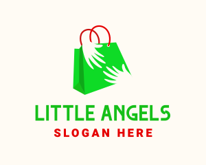Shop - Green Shopping Bag Hands logo design