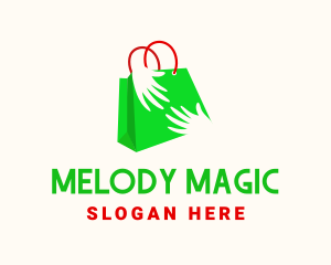 Shopping Bag - Green Shopping Bag Hands logo design