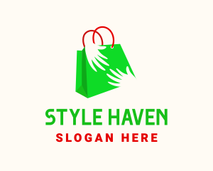 Mall - Green Shopping Bag Hands logo design