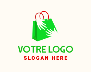Shopping - Green Shopping Bag Hands logo design