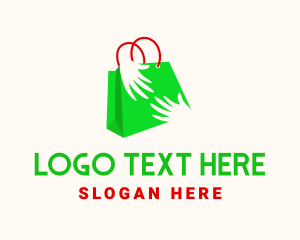 Green Shopping Bag Hands Logo