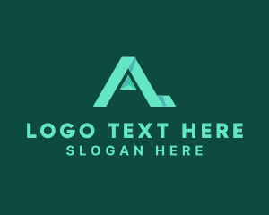 3D Digital Origami Letter A logo design