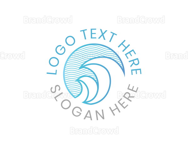 Ocean Wave Badge Logo
