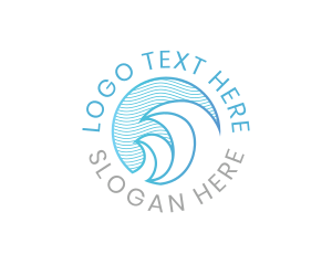 River - Ocean Wave Badge logo design