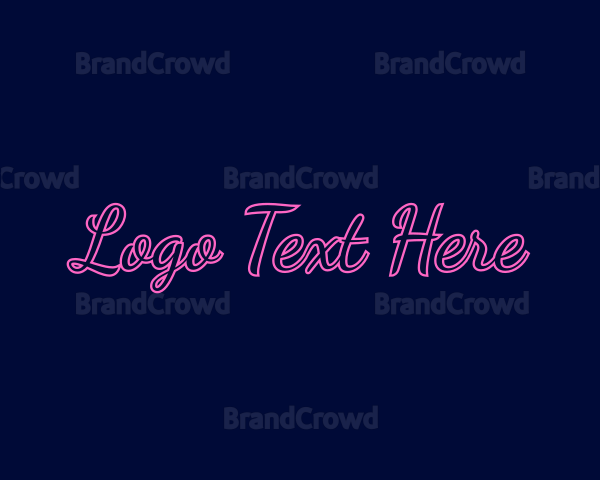 Cursive Bright Retro Neon Logo