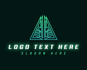 Industrial - Geometric Cyber Triangle logo design