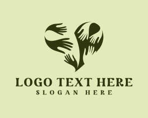 Vegan - Green Charity Heart logo design