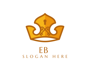 Gold - Security Keyhole Crown logo design