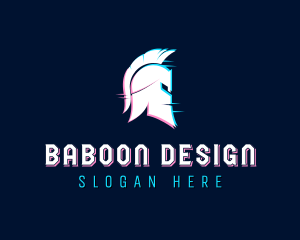 Gladiator Helmet Glitch logo design