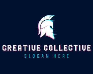 Gladiator Helmet Glitch logo design