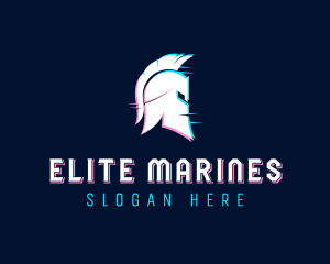 Gladiator Helmet Glitch logo design