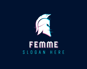 Gladiator Helmet Glitch logo design