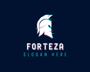 Gladiator Helmet Glitch logo design