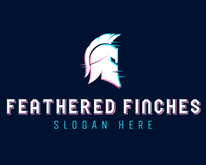 Gladiator Helmet Glitch logo design