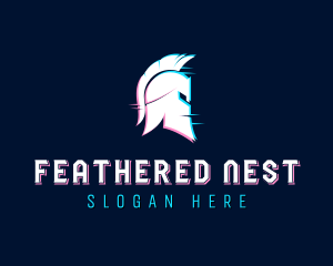 Gladiator Helmet Glitch logo design