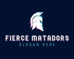 Gladiator Helmet Glitch logo design