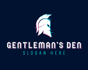 Gladiator Helmet Glitch logo design