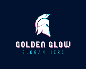 Gladiator Helmet Glitch logo design