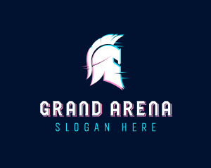 Gladiator Helmet Glitch logo design