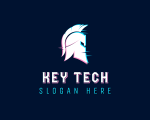 Gladiator Helmet Glitch logo design