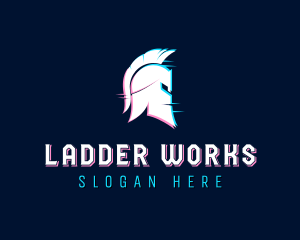 Gladiator Helmet Glitch logo design