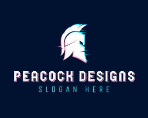 Gladiator Helmet Glitch logo design