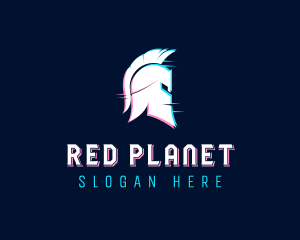 Gladiator Helmet Glitch logo design