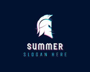 Gladiator Helmet Glitch logo design