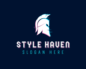 Gladiator Helmet Glitch logo design