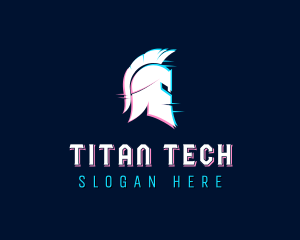 Gladiator Helmet Glitch logo design