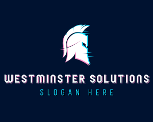 Gladiator Helmet Glitch logo design