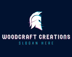 Gladiator Helmet Glitch logo design