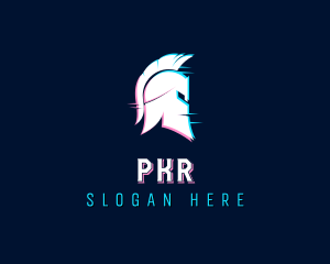 Gladiator Helmet Glitch logo design