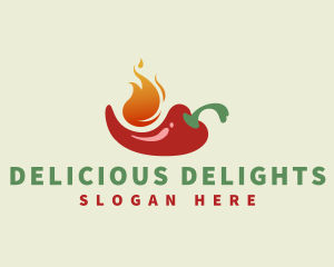 Flaming Spicy Chili  logo design