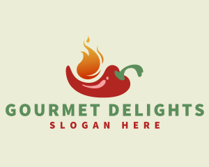 Flaming Spicy Chili  logo design