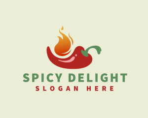 Spicy - Flaming Spicy Chili logo design