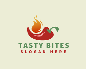Delicious - Flaming Spicy Chili logo design