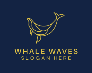 Golden Swimming Whale logo design