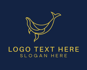 Expensive - Golden Swimming Whale logo design