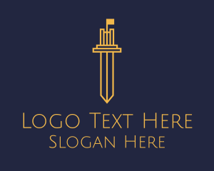 Gold Viking Sword Flag Logo