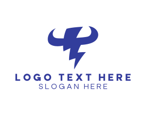 Bullfighting - Lightning Electricity Horns logo design