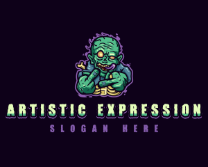 Expression - Scary Zombie Middle Finger logo design