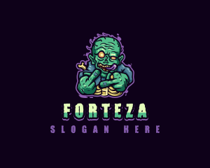 Scary Zombie Middle Finger logo design