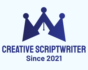 Scriptwriter - Blue Crown Pen logo design