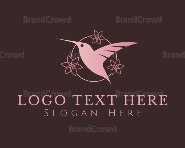 Pink Flower Hummingbird Logo