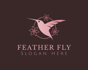 Pink Flower Hummingbird logo design