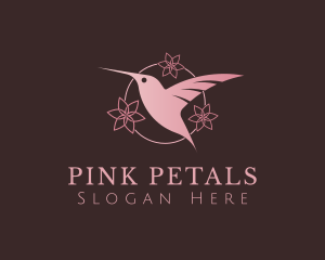 Pink Flower Hummingbird logo design