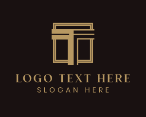 Luxury Column Square Letter T logo design